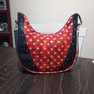 Star-Patterned Red, White And Blue Bag, Purse, Tote, Birthday, Christmas gift